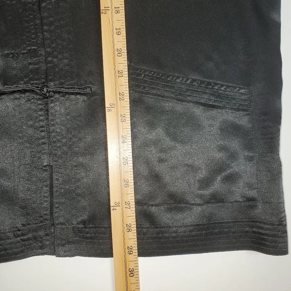 Mens Black Satin Vintage Chinese Tang Jacket (Mandarin Collar) - Picture 9 of 9